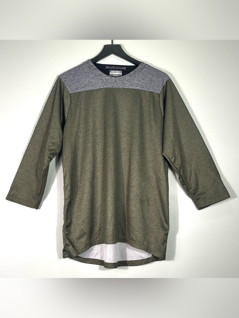 TROY LEE DESIGNS RUCKUS 3/4 Sleeve Jersey Zip Pocket Olive Green Gray Size Large